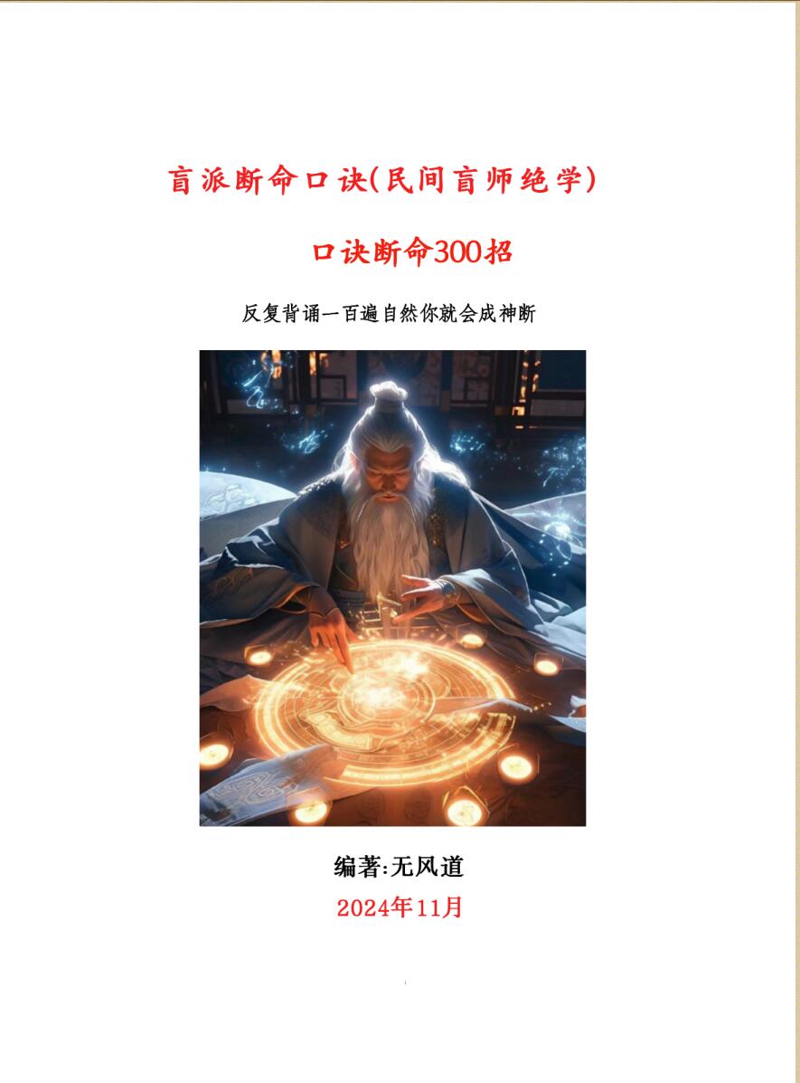 无风道《盲派断命口诀300招》插图